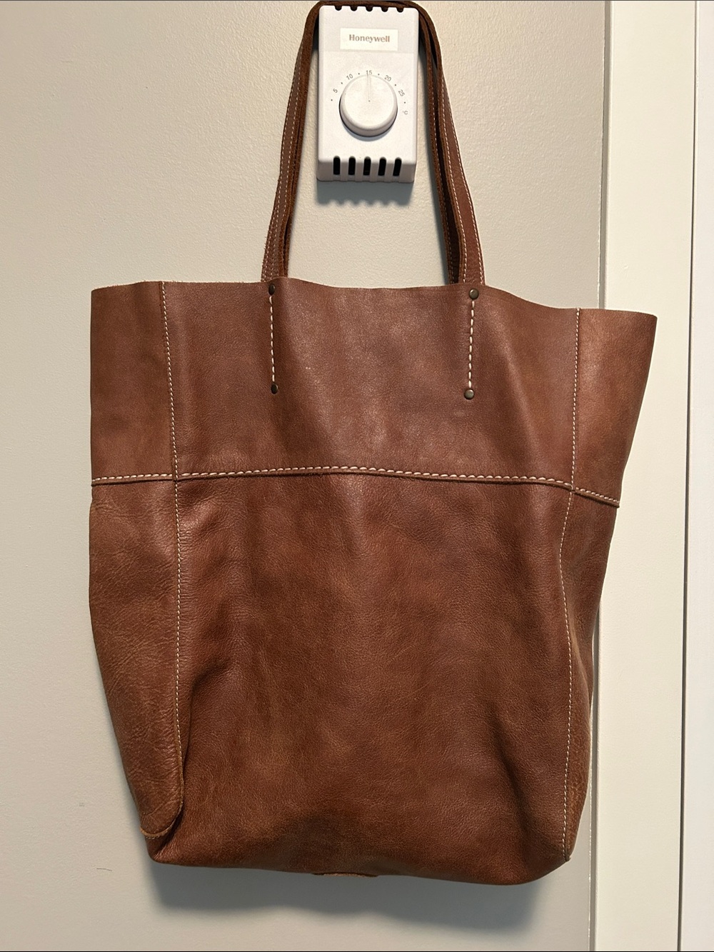 Roots Brown Leather Tote Bag
